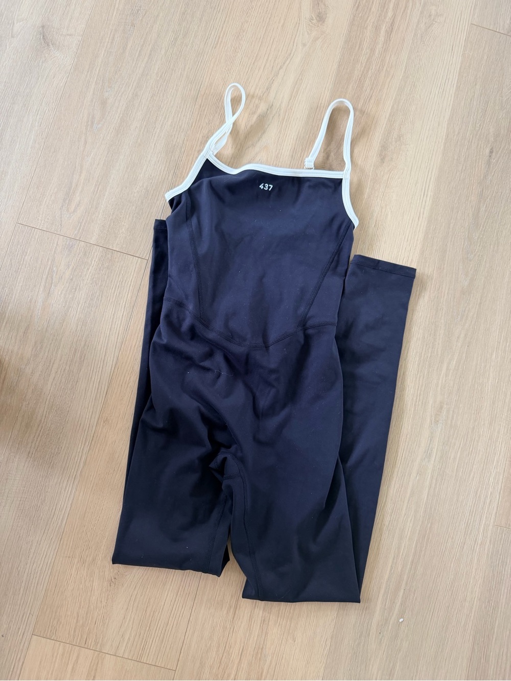 Women's Black Slim-Fit Jumpsuit with Contrast Trim - Picture 4 of 4